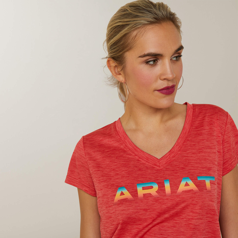 Ariat Women's Laguna Logo Short Sleeve Top - Aura Orange-2